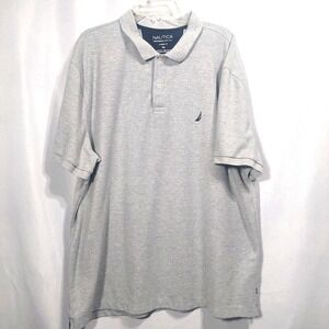 Nautica Polo Shirt Mens 3XL Gray Performance Deck Cotton Blend Short Sleeves